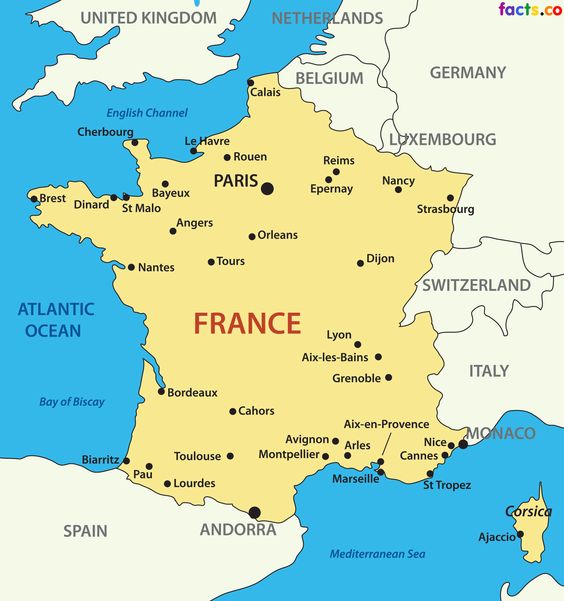 map of France with cities