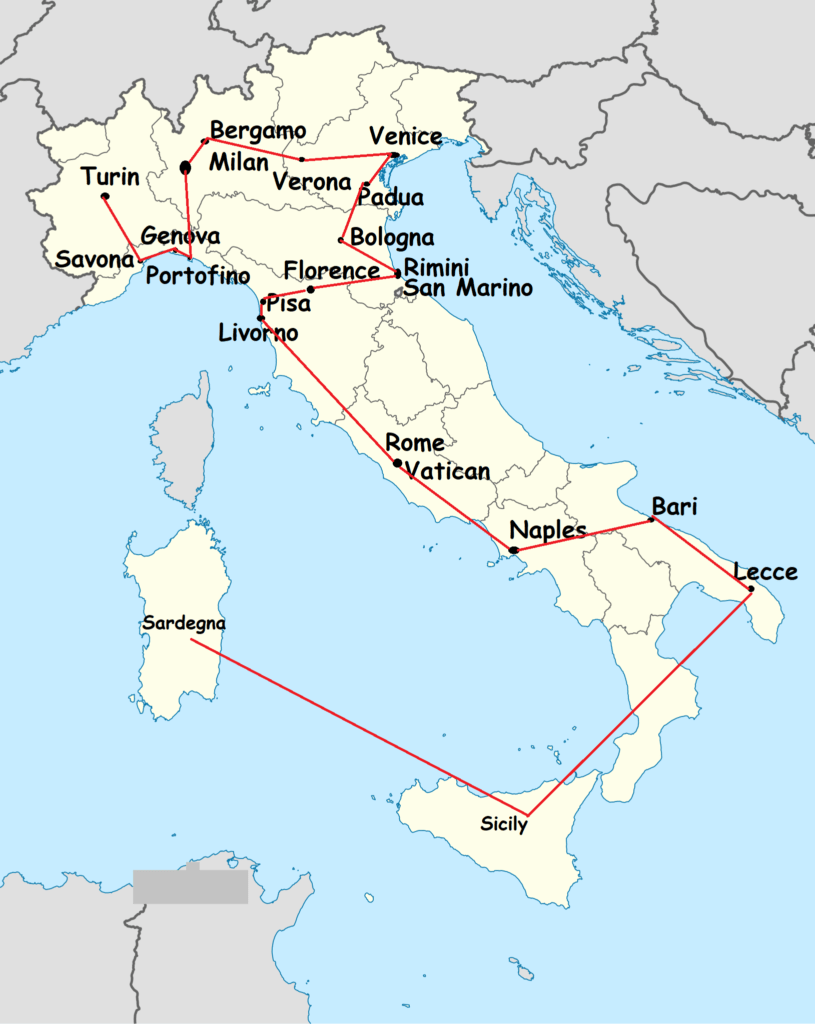 Italy travel map