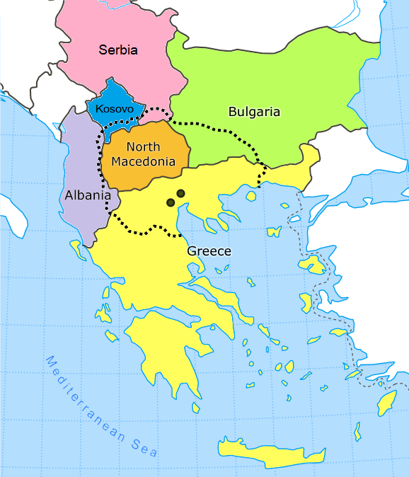 Macedonia on a map