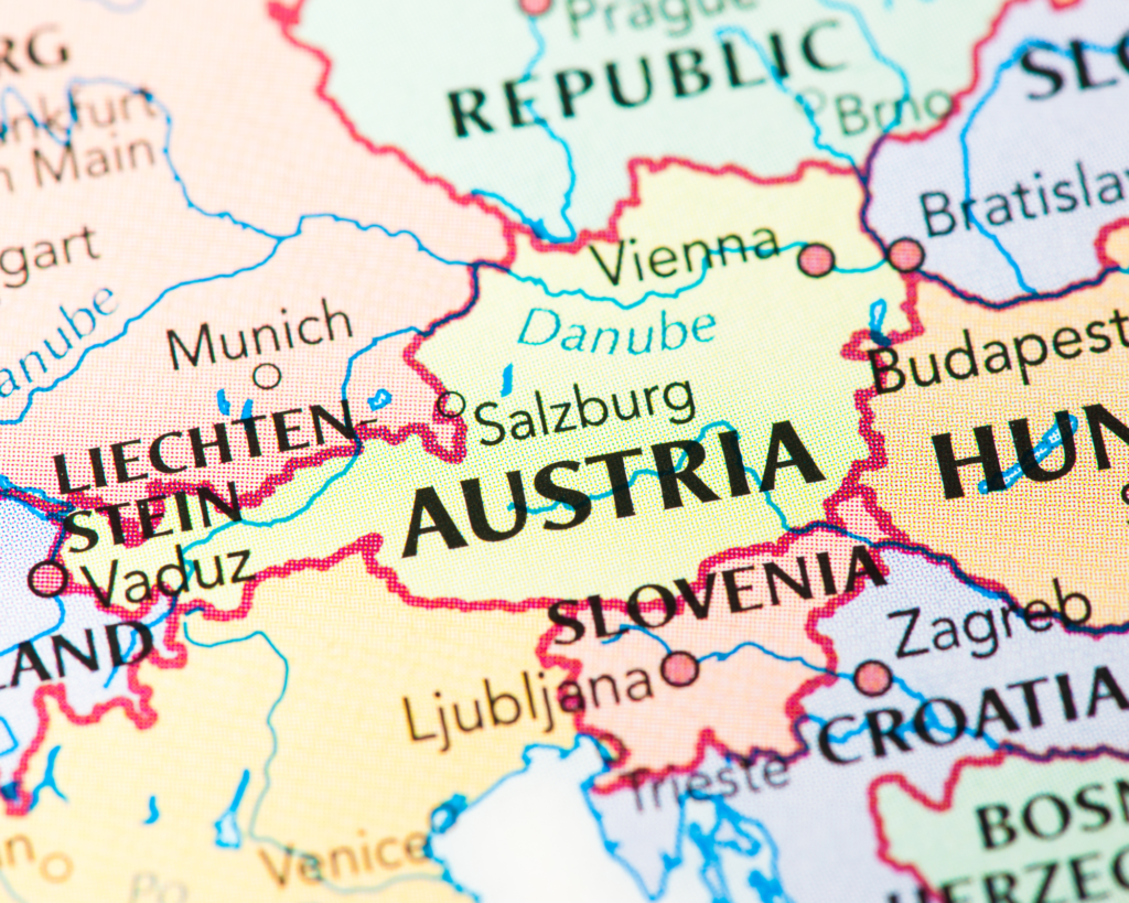 Austria on a map